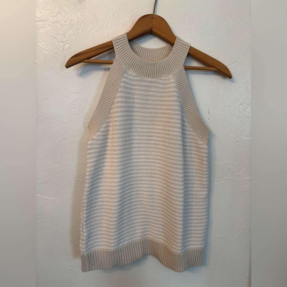 NWT LOFT Cream Tan Sleeveless Knit Halter Top Small